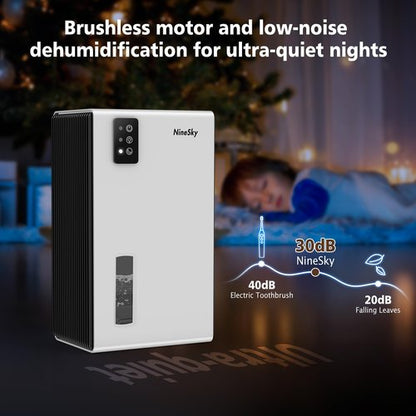 NineSky Dehumidifier, 1000 sq.ft Dehumidifiers for Home with 95oz Large Water Tank,Quiet Dehumidifier with 7-Color Ambient Light & Auto Shut Off, Dehumidifier for Basement, Bedroom, Bathroom (White)