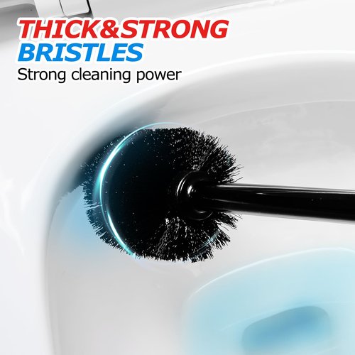 FORASTO 2 in 1 Toilet Plunger and Brush Set, Toilet Bowl Cleaning Combo, Groove Gap Brush, Black