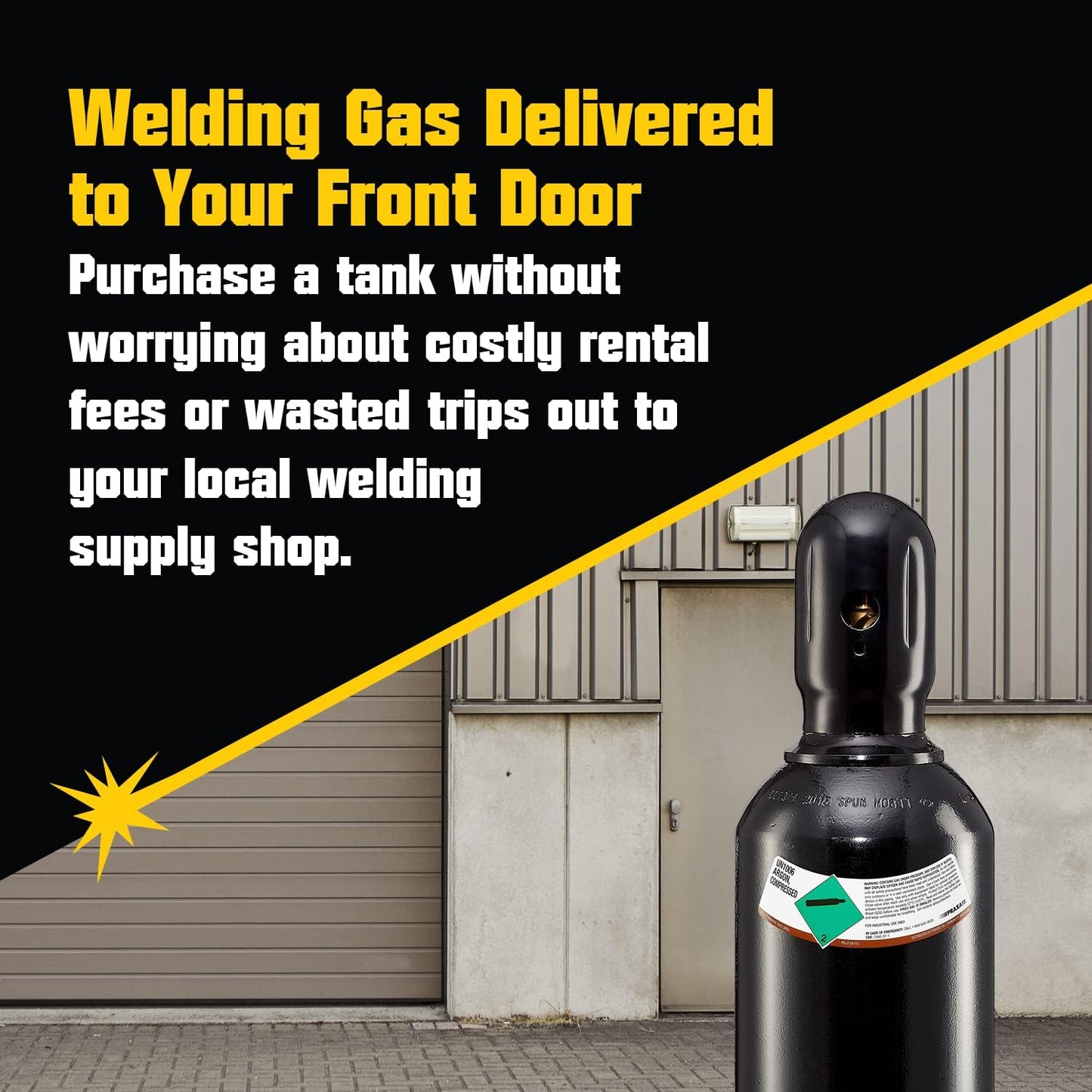 PrimeWeld 100% Argon Gas Welding Tank Full 80CF | DOT 3AA | USA CGA 580 Valve | Best Gas for TIG Welding Applications | Cylinders Full & Ready to Use