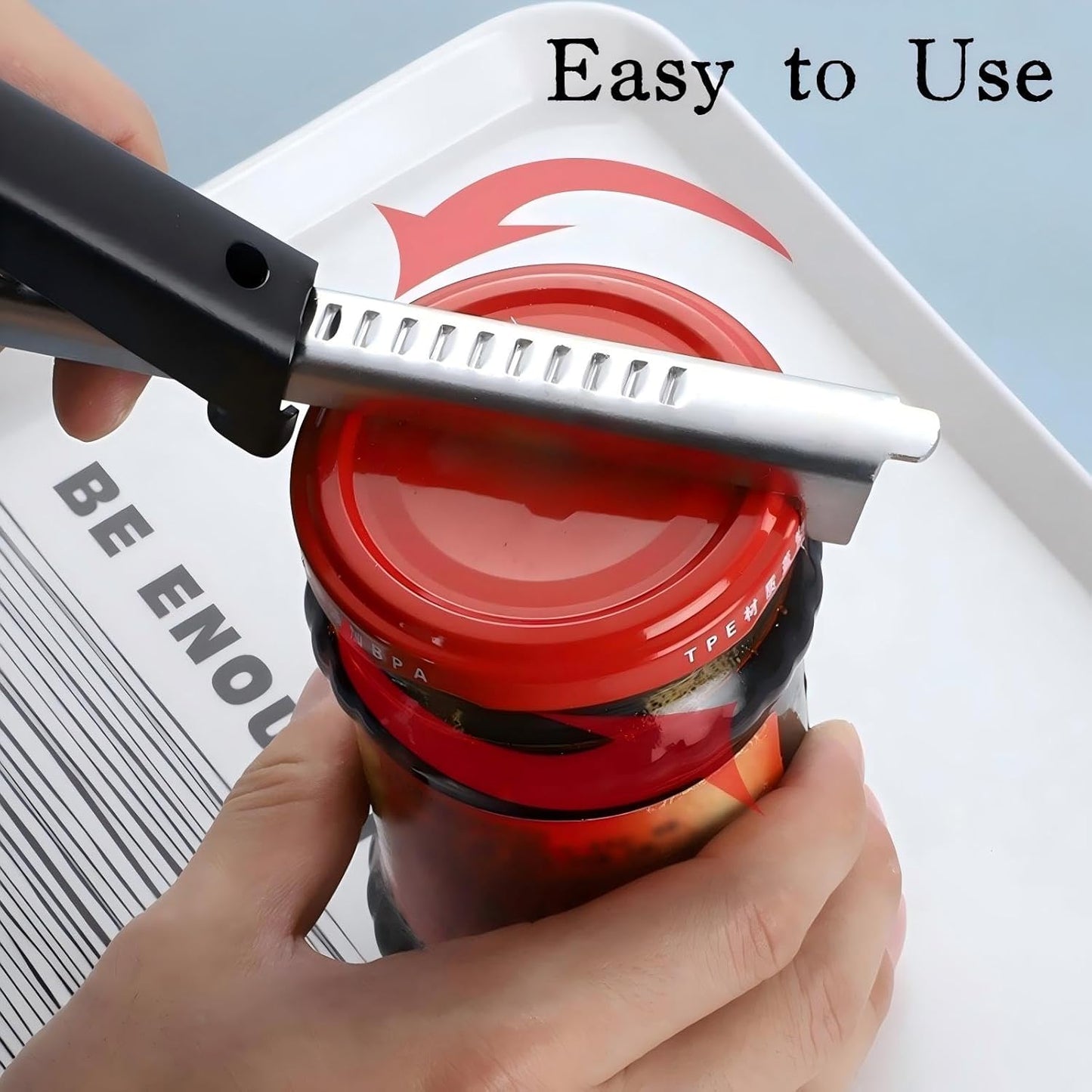 Skiennix Stainless Steel Jar Opener - Ergonomic Long Handle for Seniors & Arthritis Relief