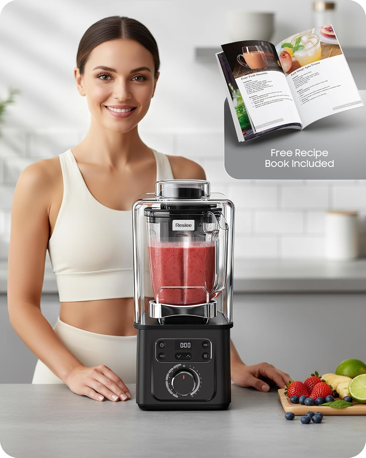 Professional Commercial Vacuum Blender - 40000 RPM with Quiet Shield | 56oz Tritan Cup for Smoothies & Soups