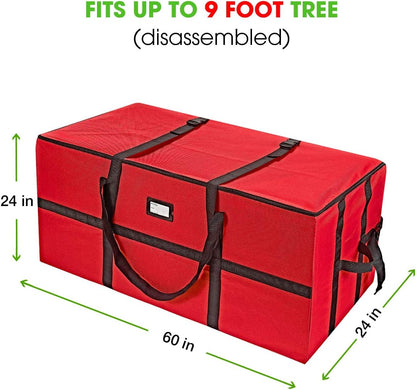 ProPik Christmas Tree Storage Bag - Heavy Duty Container for 9 Ft Disassembled Trees | 24" Height X 60" Long (Red)