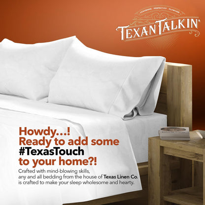 Texas Linen Co. 100% Egyptian Cotton Pillow Cases - Soft Silky Sateen Weave, Set of 2, White Standard/Queen