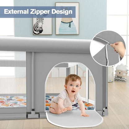 Large Baby Playpen - Sturdy Safety Play Yard with Soft Breathable Mesh & Mat | 74" x 50" Indoor/Outdoor