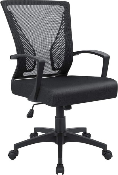 Furmax Ergonomic Office Chair - Mesh Mid Back Design with Lumbar Support & Armrests | Black
