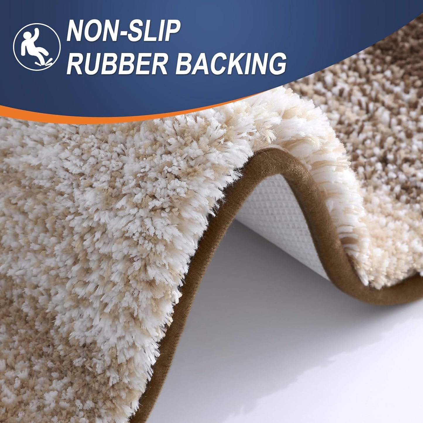 OLANLY Large Bath Rugs - Extra Soft Microfiber Mat with Rubber Backing | Quick-Dry & Washable, Light Brown 45x27