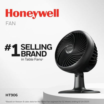 Honeywell Turbo Force Oscillating Table Fan - 3-Speed Air Circulator for Bedroom, Black, HT-906