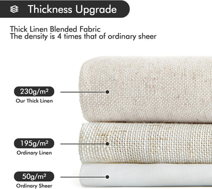MIULEE Privacy Linen Curtains - Light Filtering Semi-Sheer Drapes | 2 Panels, 52 x 84 Inches, Natural White