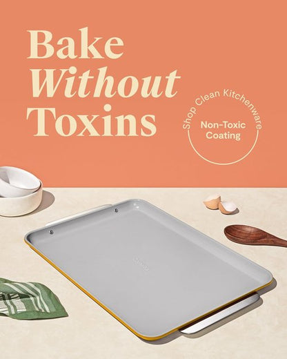 Caraway Non-Stick Ceramic Baking Sheet Duo - Eco-Friendly, PTFE & PFOA Free - Ideal for Baking & Roasting - Large (18" x 13") - Marigold