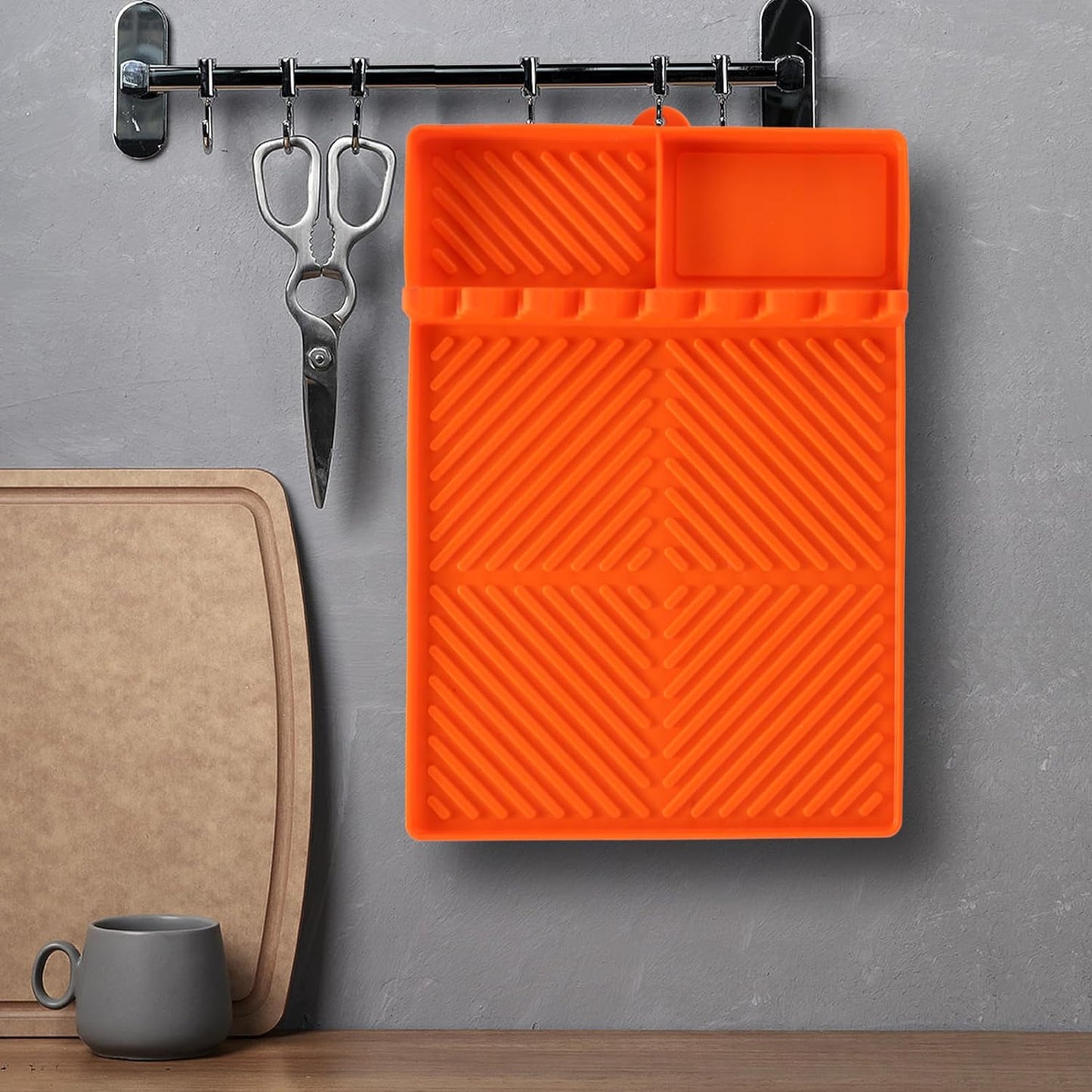 Skiennix Silicone Tools Mat - Versatile Griddle & Baking Countertop Drip Pad | Orange for Blackstone & Weber Grills