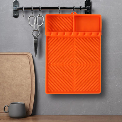 Skiennix Silicone Tools Mat - Versatile Griddle & Baking Countertop Drip Pad | Orange for Blackstone & Weber Grills