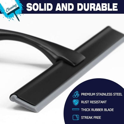 Matte Black Shower Squeegee by [Brand Name] - 10-Inch Stainless Steel for Streak-Free Bathroom & Shower Use