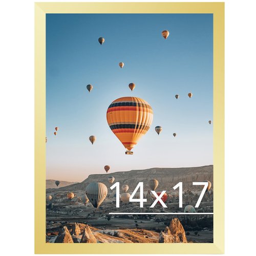 JCJMY 14x17 Picture Frame Gold for Poster Photo Picture, Horizontal and Vertical Formats for Wall Hanging, 14 x 17 Wall Gallery Poster Photo Frame for 14 by 17 Photos Posters, Gold