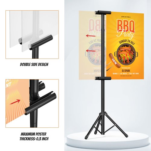 Netuaoo Poster Stand Banner Stand Poster Board Stand Foldable Floor Standing Sign Holder Adjustable Height Up to 88" Double Sided Tripod Retractable Banner for Wedding, Restaurant , Business, Supermarket Indoor Outdoor Poster (suitable for hard posters)
