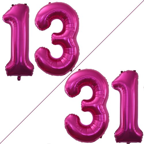 GOER Jumbo 42-Inch Number 13 Balloons - Sweet 13 Party Decorations in Bright Peach | Helium-Ready Foil