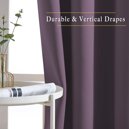 NICETOWN Plum Living Room Curtains 90 inches Long, Grommet Home Fashion Energy Saving Room Darkening Sound Dampening Window Treatments for Bedroom, 2 Panels, W52 x L90