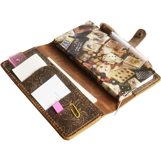 Personalized Leather Hobonichi Weeks Cover, Mega Weeks Cover, Notebook wallet, Travelers notebook - Distressed Tooled Leather- 311H