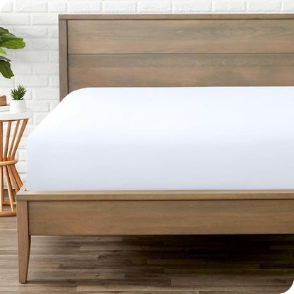 Bare Home Fitted Bottom Sheet - Ultra-Soft 1800 Microfiber Luxury - Deep Pocket Queen Size | White