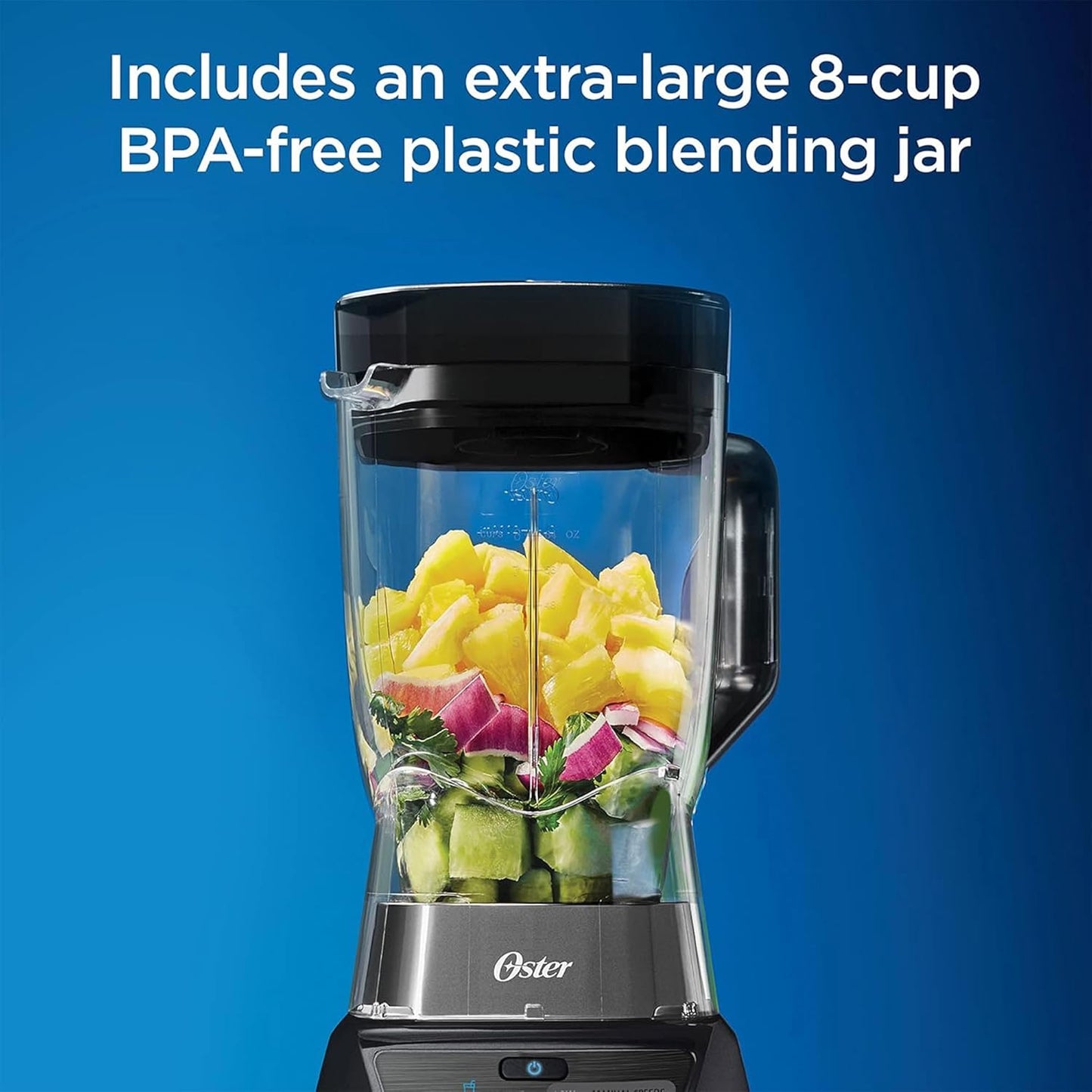 Oster Blender & Food Processor Combo - 3 Settings for Smoothies & Chopping | Includes 2 Cups & Lids, Carbon Grey