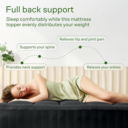 Niagara Ultra Soft Twin XL Mattress Topper - Bamboo Viscose Pillow Top for Back Pain Relief | Naturally Cooling, Black
