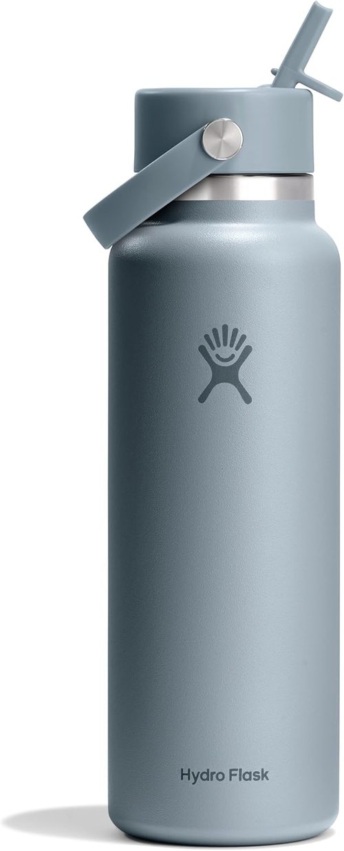 Hydro Flask Water Bottle - Insulated Stainless Steel - 40 Oz Shale Gray with Wide Straw Lid