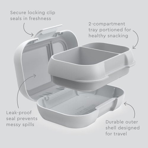 Bentgo Kids Snack Bento Box - 2 Compartment Leak-Proof Container for Snacks & Meals | Dishwasher Safe, BPA-Free, Gray