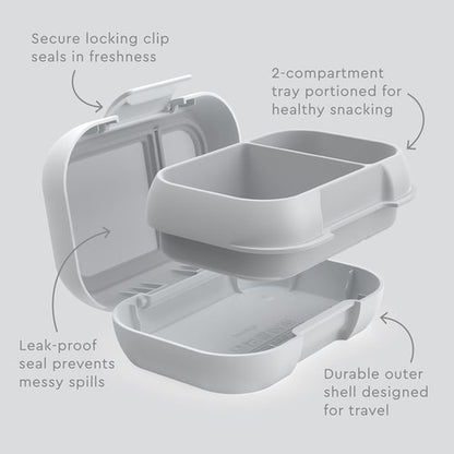 Bentgo Kids Snack Bento Box - 2 Compartment Leak-Proof Container for Snacks & Meals | Dishwasher Safe, BPA-Free, Gray