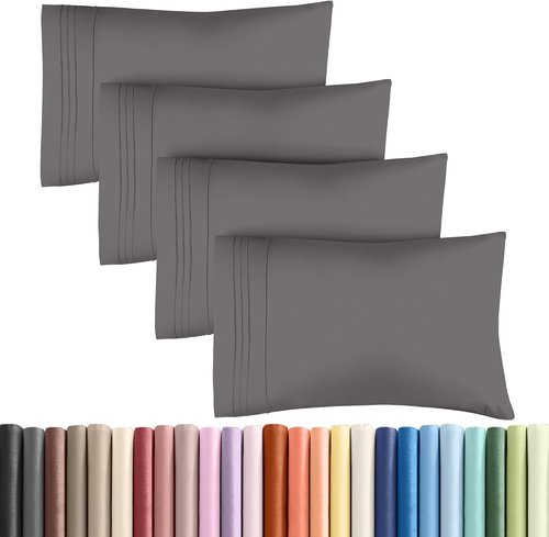 King Pillow Cases by [Brand Name] - Ultra Soft Hotel Quality Covers | Comfy, Cozy & Wrinkle-Free - 4 Piece Set in Dark Grey