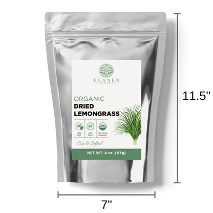 Organic Dried Lemongrass Tea 4 oz. (113g), USDA Certified Organic Lemon Grass Herbs Leaf, Lemin Grass, Te De Limon, Fever Grass, Lemingrass Loose Leaves, Dried Lemongrass Bulk