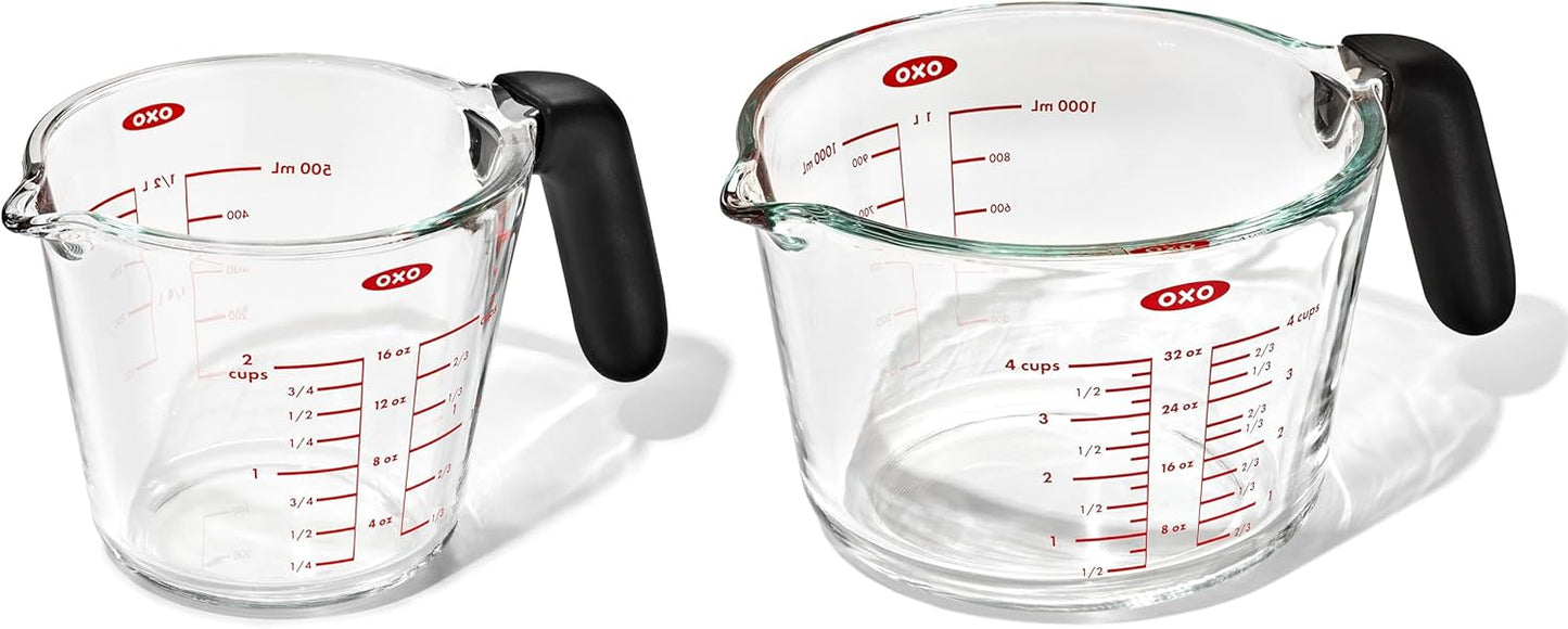 OXO Good Grips Glass Measuring Cup Set - 2-Cup & 4-Cup Sizes for Accurate Measurements