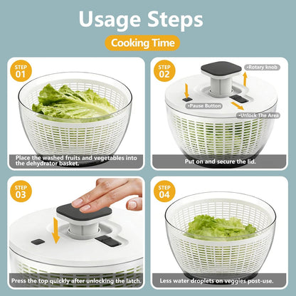 Salad Spinner by [Brand Name] - Large 5 Quart Lettuce Washer with 4 Blades & One-Handed Easy Press - Grey