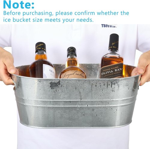 4Pcs 3 Gallon Galvanized Bucket Ice Bucket Large Metal Drink Buckets for Parties Beer Beverage Tub with Scoops for Champagne Cocktails Wine Cooling for Mimosa Bar Supplies