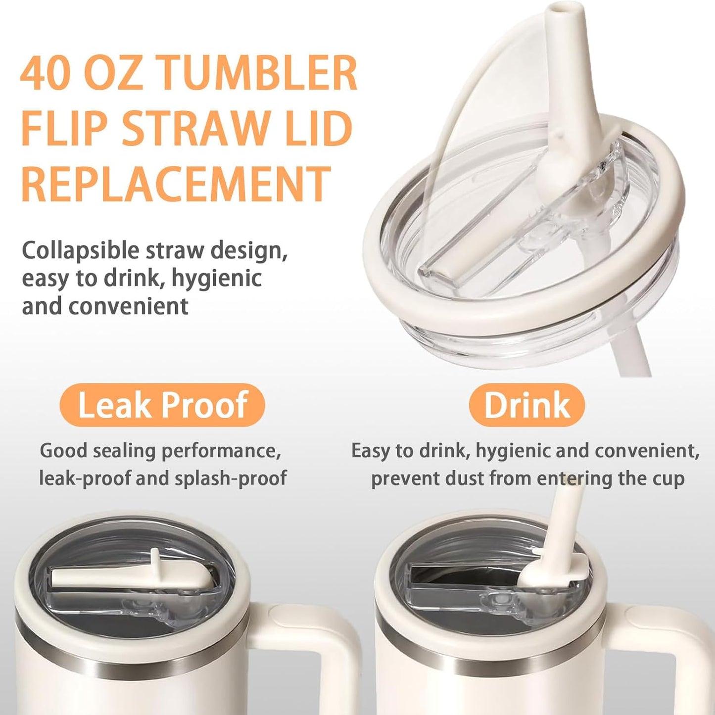 Stanley | 40 oz Flip Straw Leak-Proof Lid Replacement - No Spill Cover for H2.0 Quencher