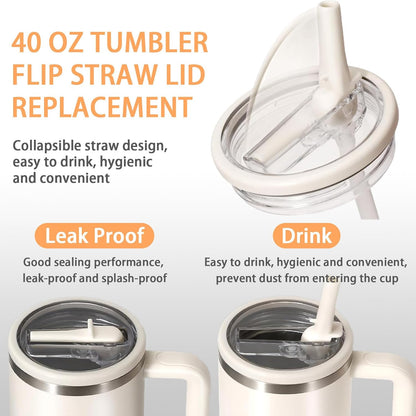 Stanley | 40 oz Flip Straw Leak-Proof Lid Replacement - No Spill Cover for H2.0 Quencher