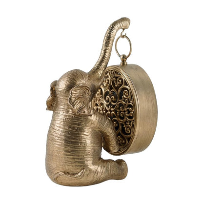 Gold Elephant Table Clock - Silent Battery-Operated Mantel Desk Clock