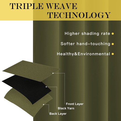 NICETOWN Window Treatment Sliding Door Curtain - Thermal Insulated Wide Width Solid Blackout Patio Glass Door Drape, Extra Wide Draperies (Olive Green, 100 inches Wide x 84 inches Long)