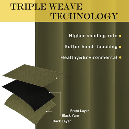 NICETOWN Window Treatment Sliding Door Curtain - Thermal Insulated Wide Width Solid Blackout Patio Glass Door Drape, Extra Wide Draperies (Olive Green, 100 inches Wide x 84 inches Long)