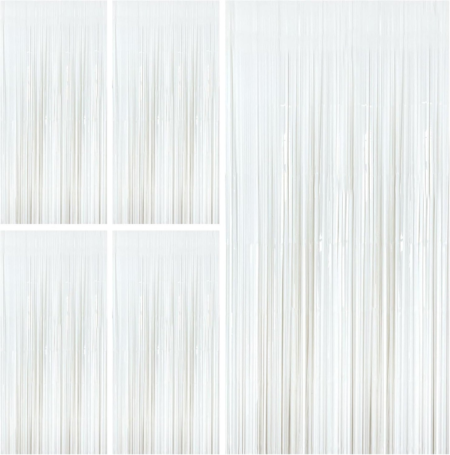 White Party Streamers - Foil Fringe Backdrop Curtains for Birthday, Graduation & Bridal Shower
