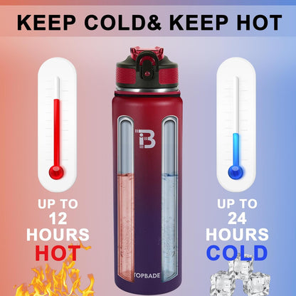 Skiennix 32oz Insulated Water Bottle - Stainless Steel With Straw & Spout Lid | Ideal for Gym & Outdoor Use