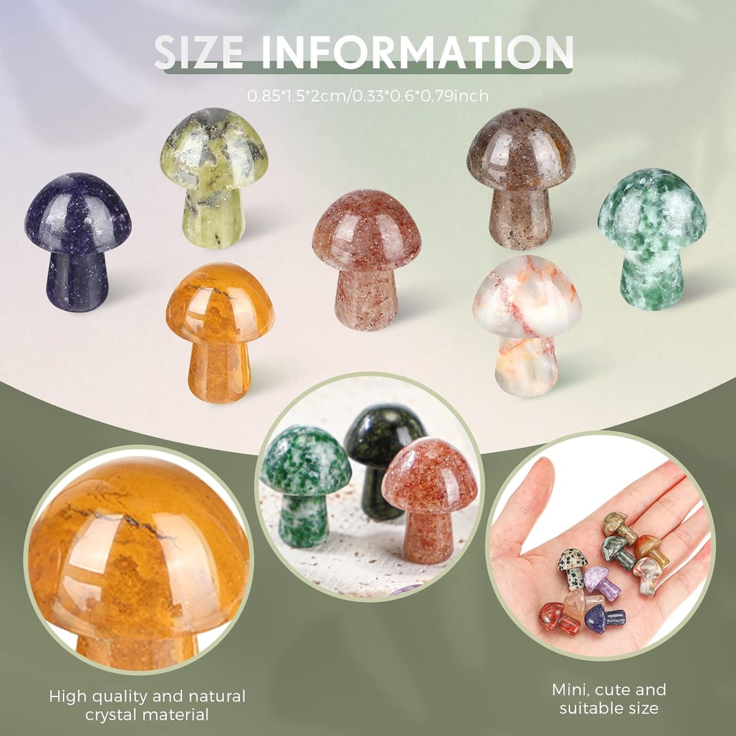 Skiennix Mini Crystal Mushroom Gemstone Sculptures - Polished Witch Decor for Home & Garden (48 Pcs)