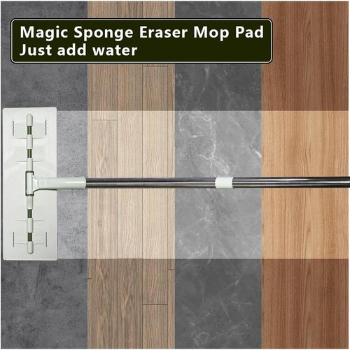 Magic Sponge | 60" Adjustable Mop with Flexible 13" Flat Head & Microfiber Pad for Effortless Cleaning