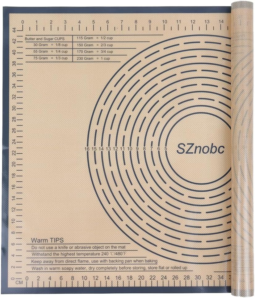 Skiennix Non-Slip Silicone Pastry Mat - 28x20 Inches with Measurements for Baking, Dough & More