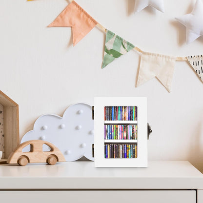 Regine Switzerland Mini Bookshelf - 60PCS Wooden Miniature Book Library for Stress Relief | Unique Gift for Book Lovers - White