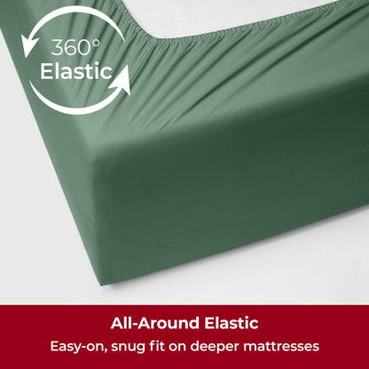 Mellanni Extra Deep Twin Sheets - 3 PC Iconic Collection Bedding - Hotel Luxury, Ultra Soft, Cooling Bed Sheets - Wrinkle, Fade, Stain Resistant (Twin, Emerald Green)