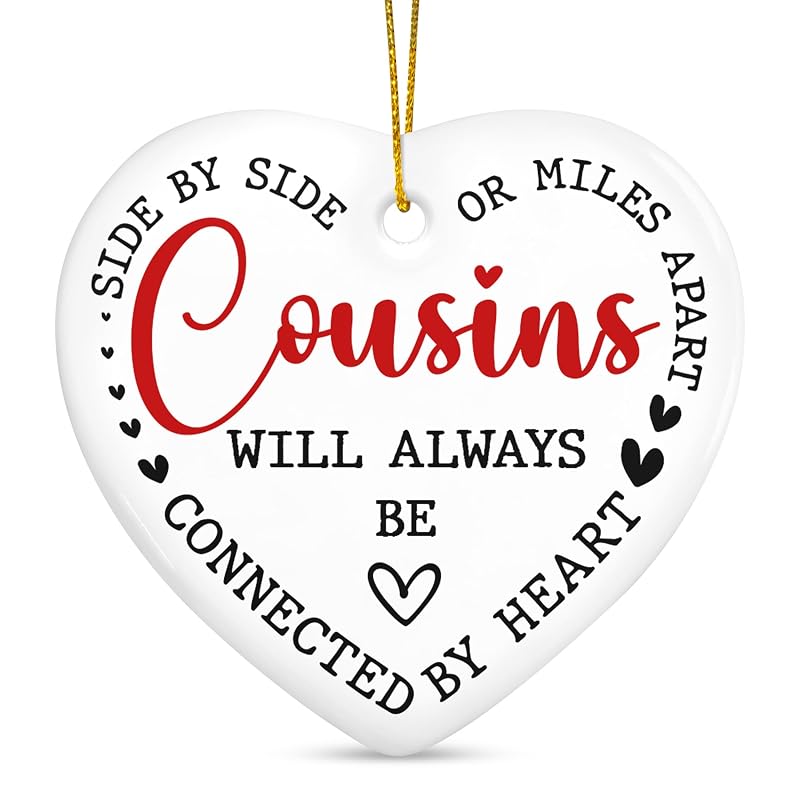 Cousin Christmas Ornament - Heartfelt Ceramic Keepsake Gift for Women & Men (Variation: Cousin)