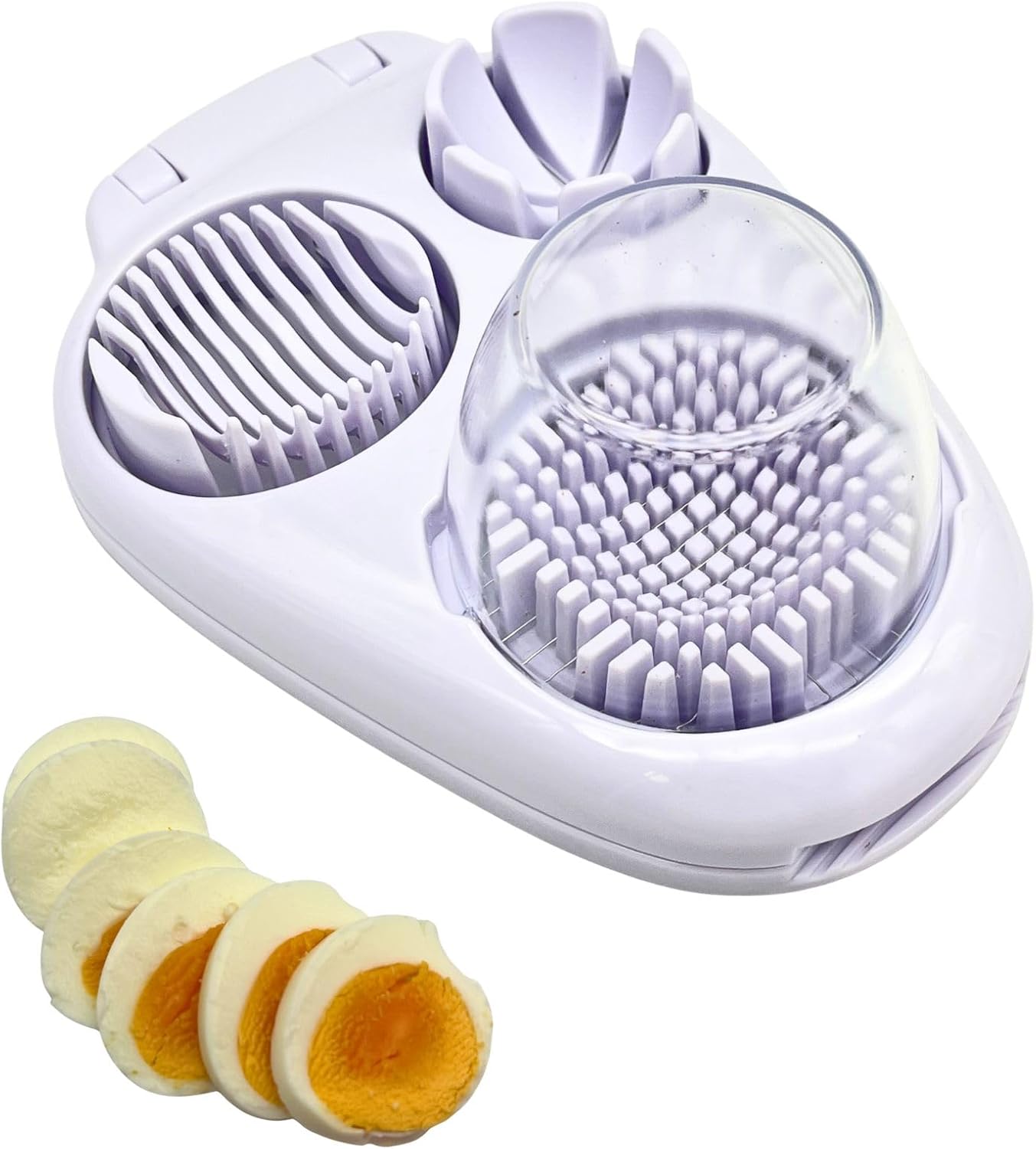 Skiennix 3-in-1 Boiled Egg Slicer - Versatile Kitchen Tool for Eggs, Tomatoes, Strawberries & Bananas | White
