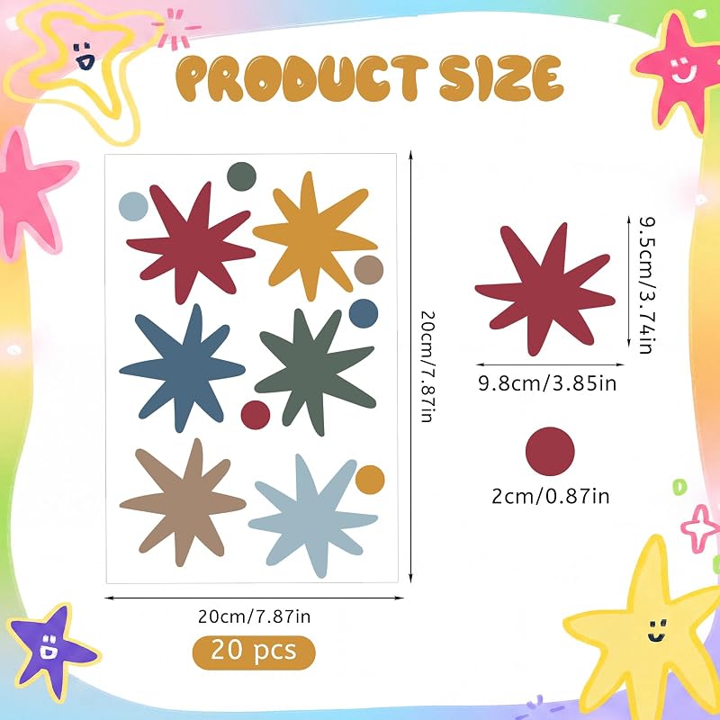 Colorful Dots & Stars Wall Decals Set for Nursery - 240 Pcs, Peel & Stick, Removable (Variation: Colorful+Dots)