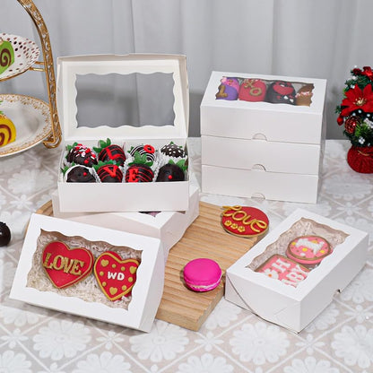 7x4.3x2 In White Bakery Boxes with Window, 100-Pack Cookies Macaron Cake Treat Boxes