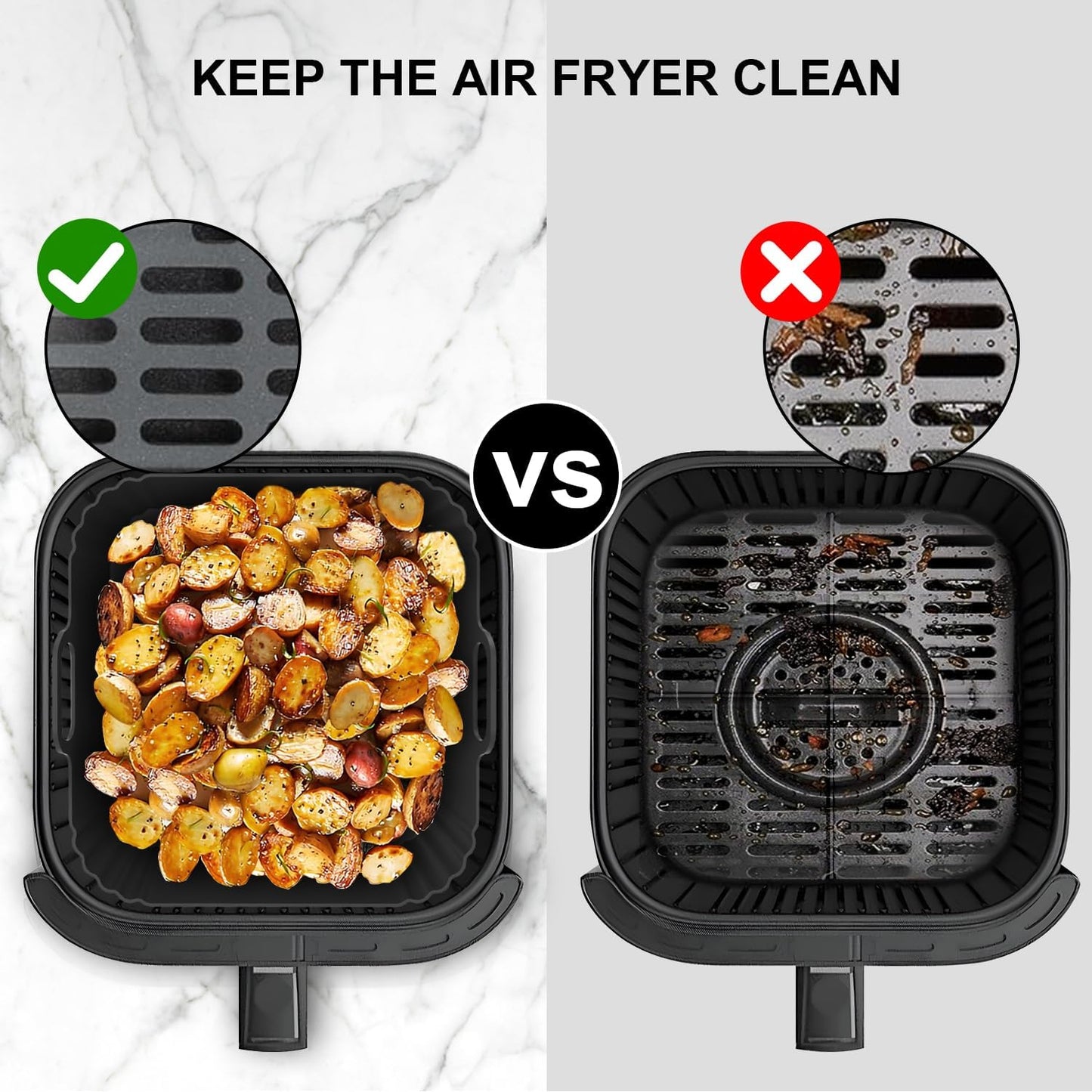 Skiennix 9-Inch Silicone Air Fryer Liners - Reusable Baking Accessories for Ninja & Cosori | 2 Pack