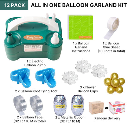 PartyWoo Electric Balloon Pump - 110V 600W Portable Inflator with Dual Nozzle for Balloon Garland